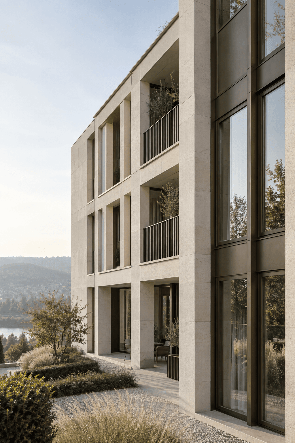 Fassade eines modernen Wohngebäudes